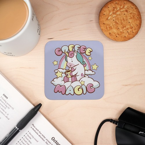 Wooden coaster coffee - coaster,, unicorn