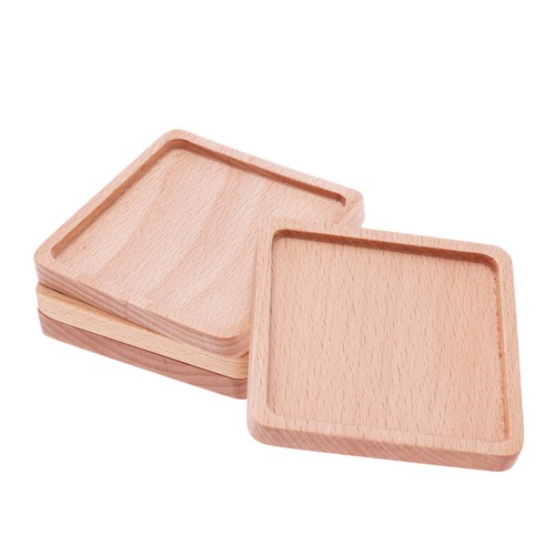 Pcs wood coasters square - 4,