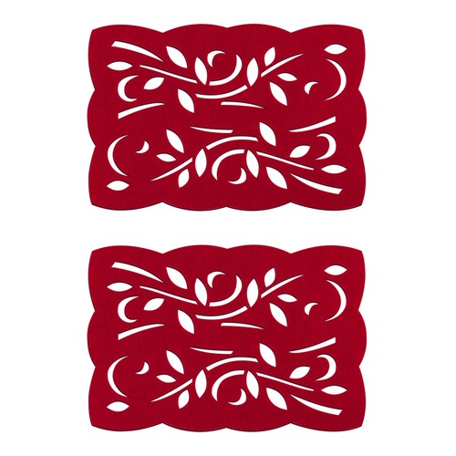 Felt 2pcs red leaf design - 2pcs,