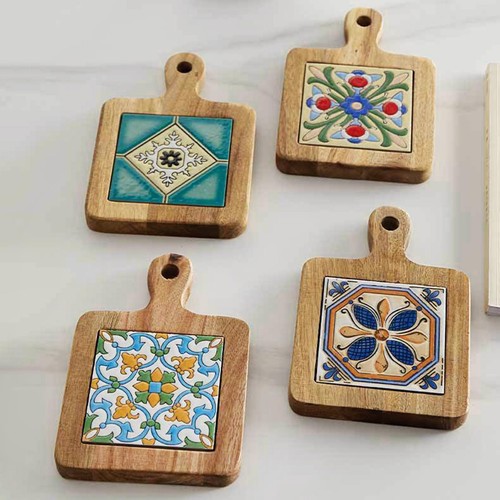 Wood tiles pot - tiles,