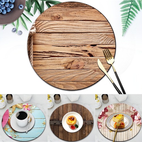 Pcs wood leather placemats - 1,